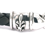 Silver-Leather Bracelet LILY Carabiner XS  Barrel LILIES 7