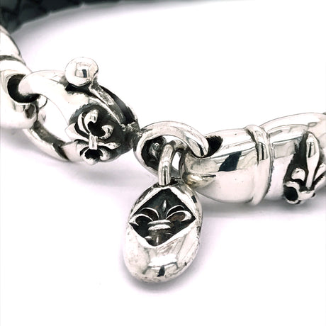 Silber-Lederarmband LILY Karabiner XS Barrel LILIES 
