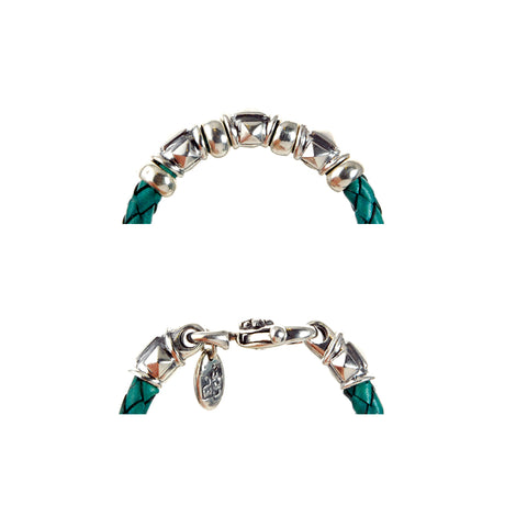 Silber-Lederarmband Fasspyramiden und Karabiner 6