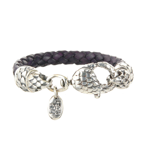Silver-Leather Bracelet DRAGON SCALES Carabiner 10