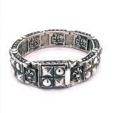 Silver Bracelet PYRAMIDES with Pyramides Lock and Sides M-Stars