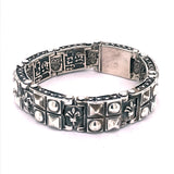 Silver Bracelet PYRAMIDES with Pyramides Lock and Sides M-Stars
