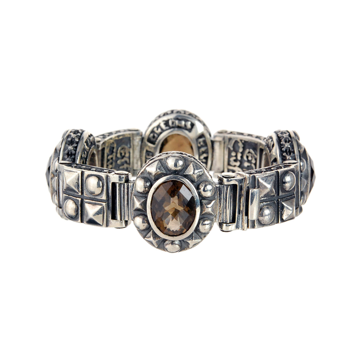 Silver Bracelet PYRAMIDES OVALS and Pyramides Squares