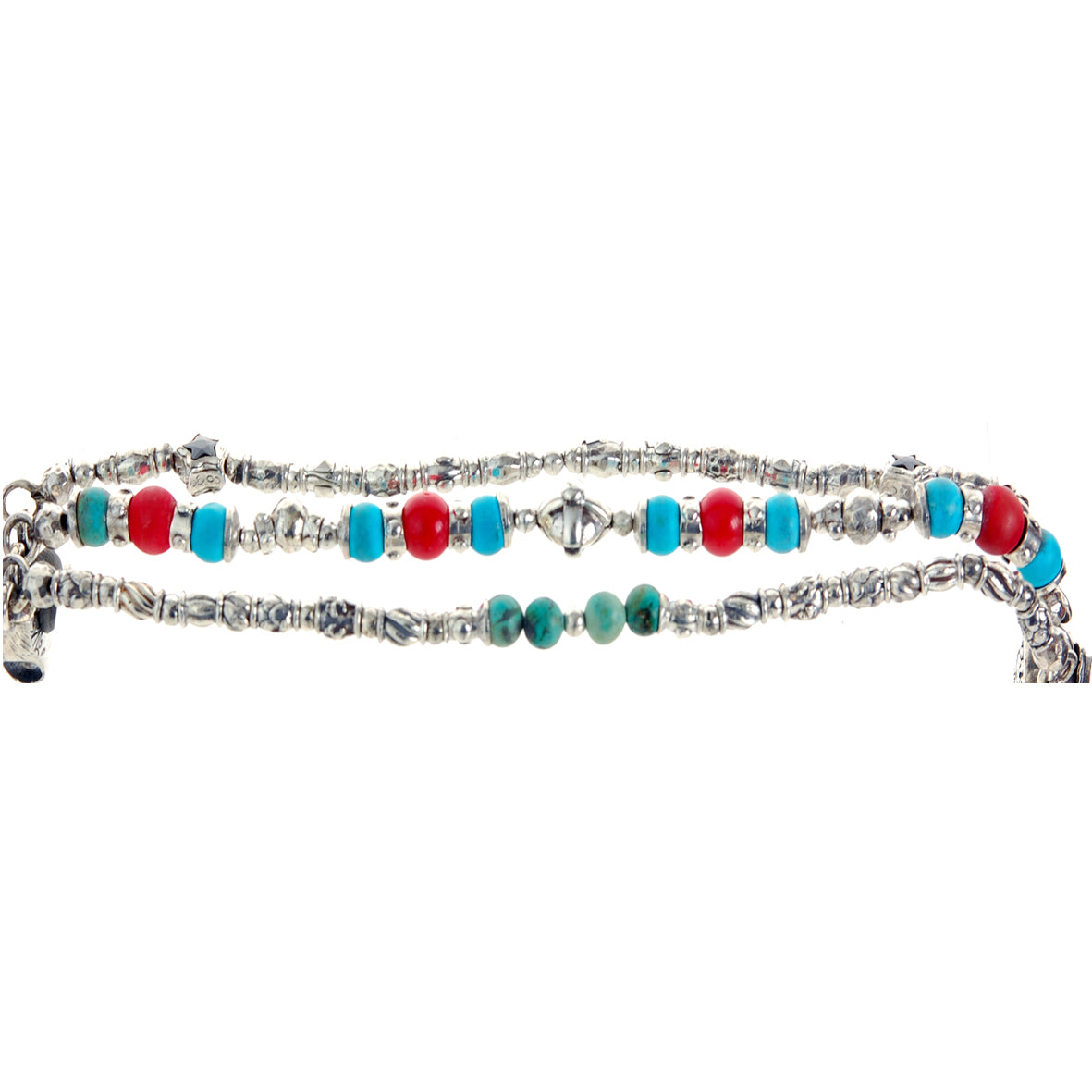 Silver Bracelet Silver Beads and TUBES and PLAIN BARS CROSS Ball