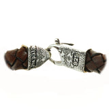 Silver Leather Bracelet SHIELD and METEORITE on Lobster Claw 13