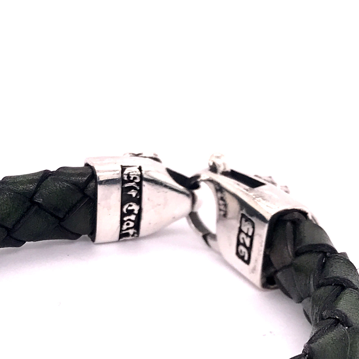 Silver Leather Bracelet Two SHIELD and METEORITE on Lobster Claw 13