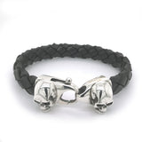 Silver Leather Bracelet SKULL on LOBSTER CLAW 13