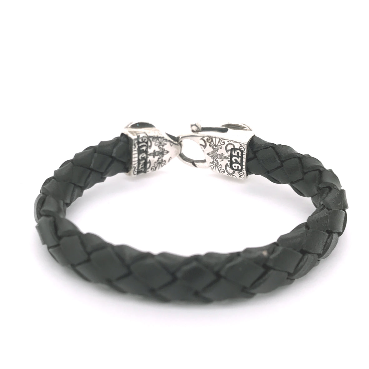 Silver Leather Bracelet SKULL on LOBSTER CLAW 13