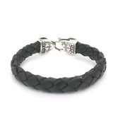 Silver Leather Bracelet SKULL on LOBSTER CLAW 13