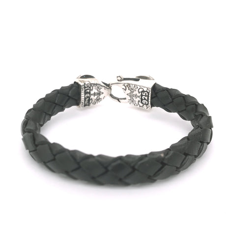 Silver Leather Bracelet SKULL on LOBSTER CLAW 13