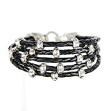 Silver Leather Bracelet LILIES CROWN 10