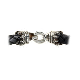 Silver Leather Bracelet CROWN and LILIES 10