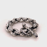 Silver Bracelet Peas Chain XL DRAGON SCALES with Loop and Lily Stick