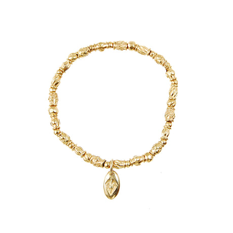 Armband Mini TUBES DECOR und Mini Balls 24 Karat vergoldet auf Silikonkautschuk