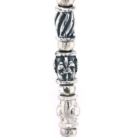 Silbernes Armband RÖHREN Elfenlilien Drachenschuppen Spiralen Sterne mit Mini-SCHÄDEL und Perlen