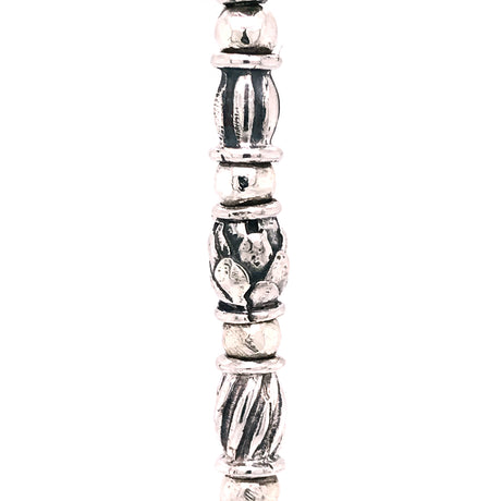 Silver Bracelet TUBES Elfin Lilies, Dragon Scales Spirals Stars with MALTESER CROSS and Beads