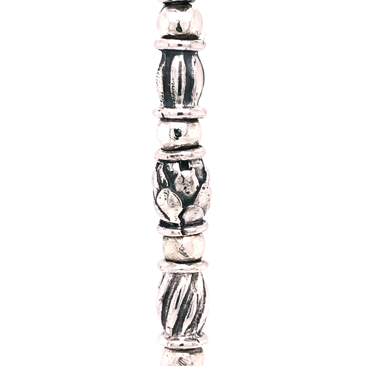 Silver Neckchain Mini TUBES Decor and Raw Stones
