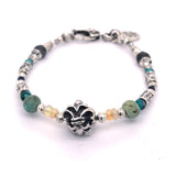 Silver Bracelet Rough TUBES with LILY Ball and Beads
