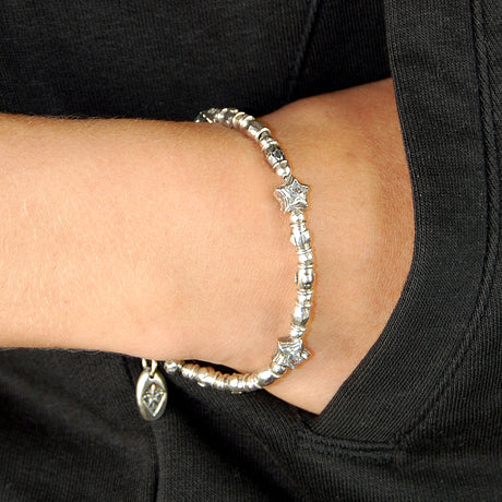 Silver Neckchain Mini TUBES and BALLS Rough and Mini STARS