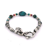 Silver TUBES and Beads Bracelet and STONE ROCK