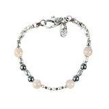 Silver Bracelet Mini TUBES Rough with Stone Beads and Black Diamonds