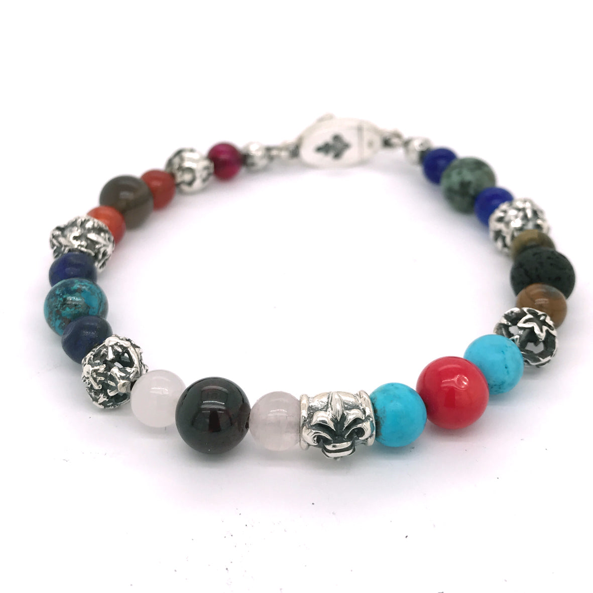 Silver and Beads Bracelet with LILY and STARS Balls