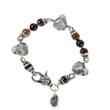 Silver Bracelet Beads and 3 LEOPARD HEADS and Lily Carabiner