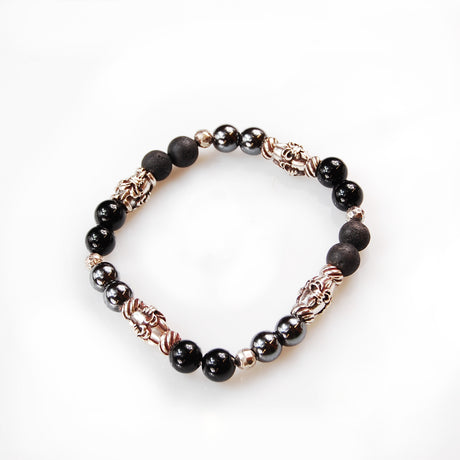 Silber Armband mit Steinperlen und silberne Lilienröhren