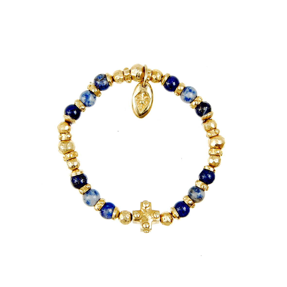 Silver Bracelet Beads and PLAIN CROSS with BLADES CROSS balls Gold plated