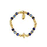 Silver Bracelet Beads and PLAIN CROSS with BLADES CROSS balls Gold plated