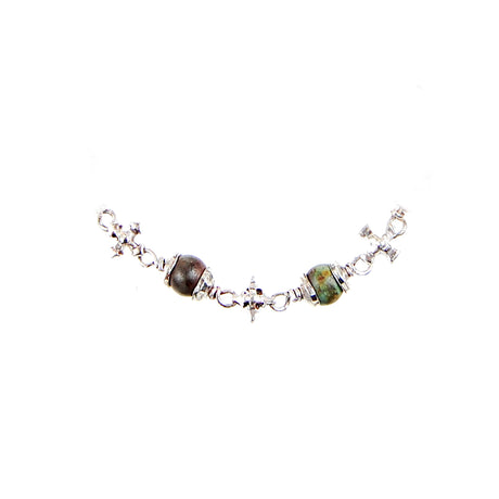 Silberarmband mit Lanzen- und Klingenkreuzen sowie Perlen 08