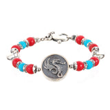 Silver Bracelet Beads DRAGON COIN and Teeth