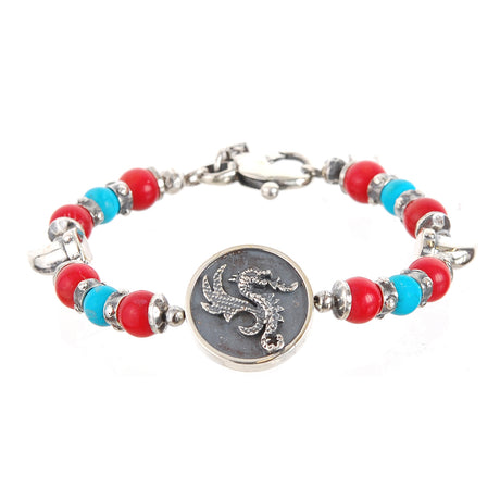 Silver Bracelet Beads DRAGON COIN and Teeth