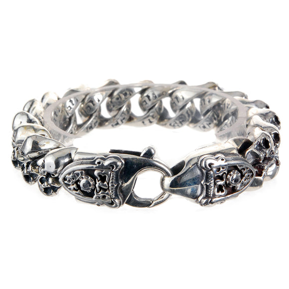 Silver Bracelet S with Mini SKULL s Lobster Claw with SHIELD