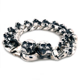 Silver Bracelet MINI SKULLS with Skull Tongslock