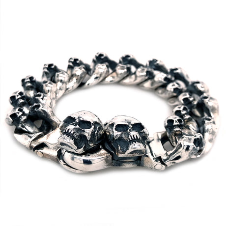 Silver Bracelet MINI SKULLS with Skull Tongslock