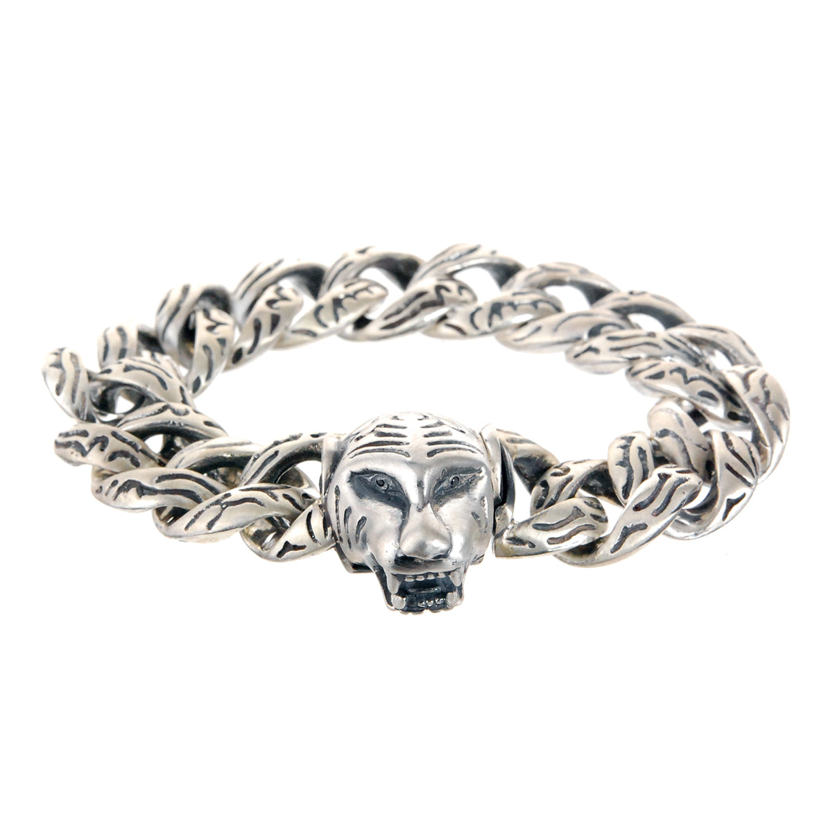 Silver Bracelet TIGER HEAD L and Tiger Links