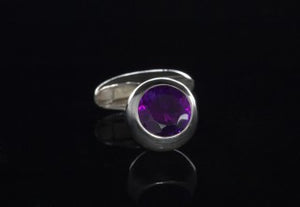 Silver Cufflinks BULLET with Facetted Stone