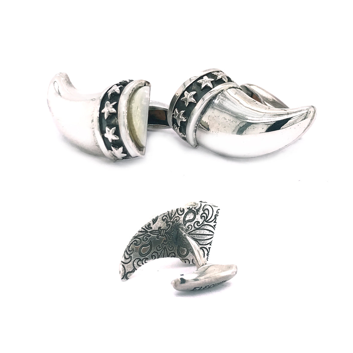 Silver Cufflinks PLAIN CLAW with Stars