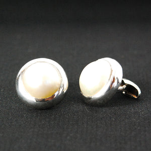 Silver Cufflinks MABE PEARL Fat Frame