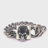 Silver Bracelet SKULL L Pave and Chain Royal L
