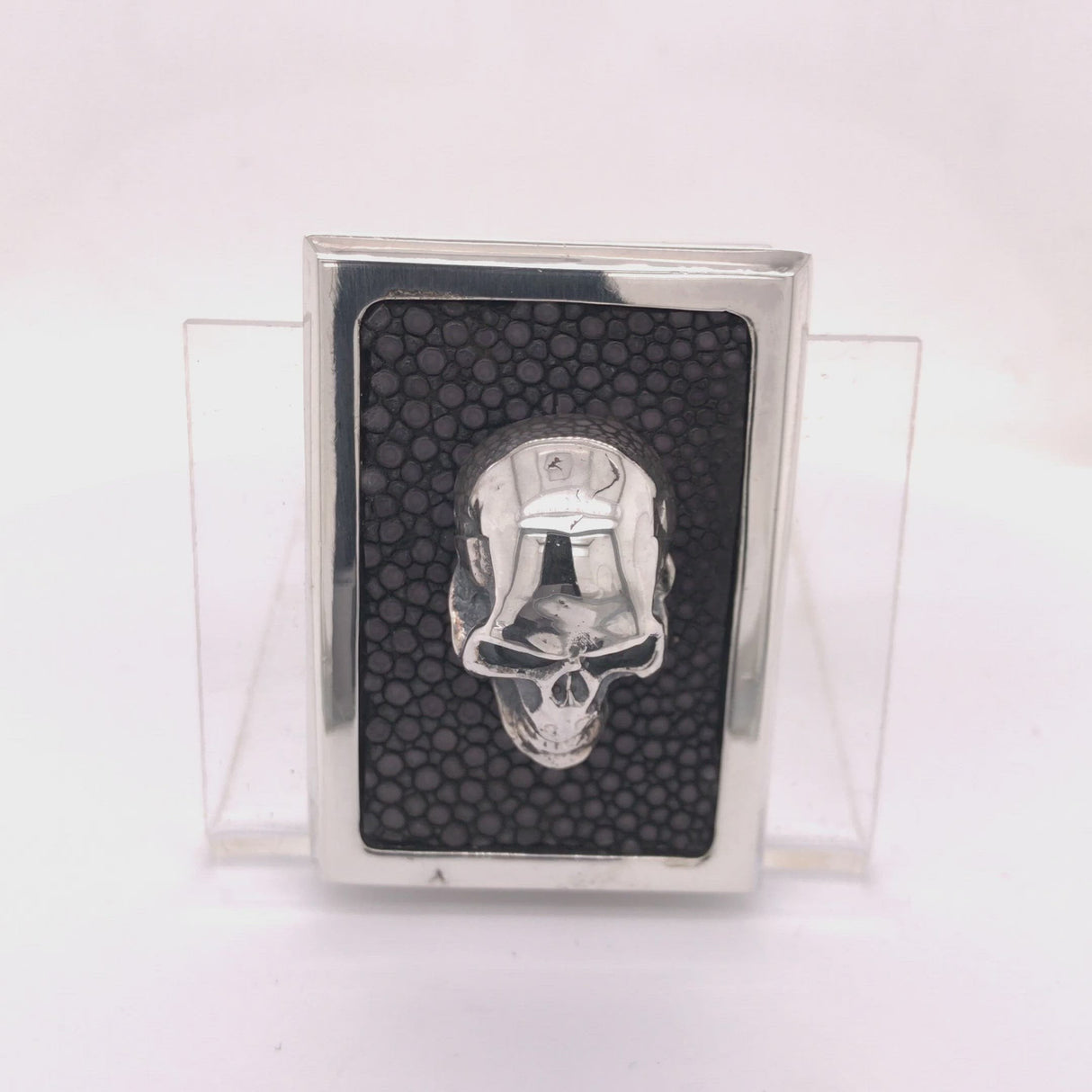 Silver Money Clip SKULL Rectangular with Searay