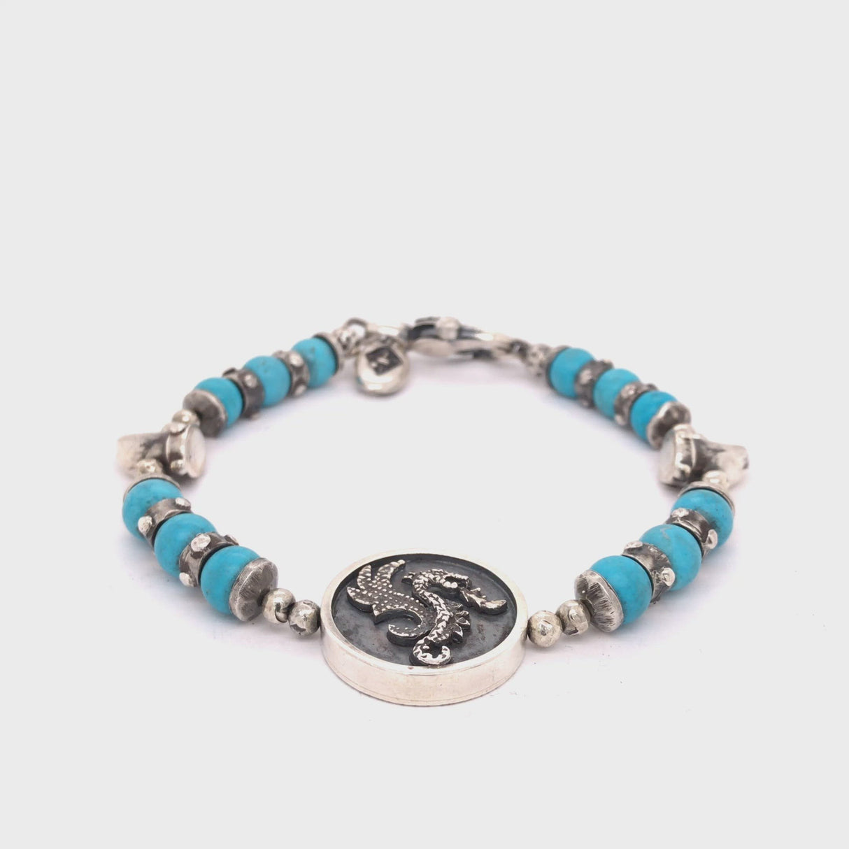 Silver Bracelet Beads DRAGON COIN and Teeth