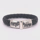 Silver Leather Bracelet CARPE DIEM Jointlock Faceted 13
