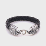 Silver Leather Bracelet CROCO Back with LILIES Hook and Loop 13