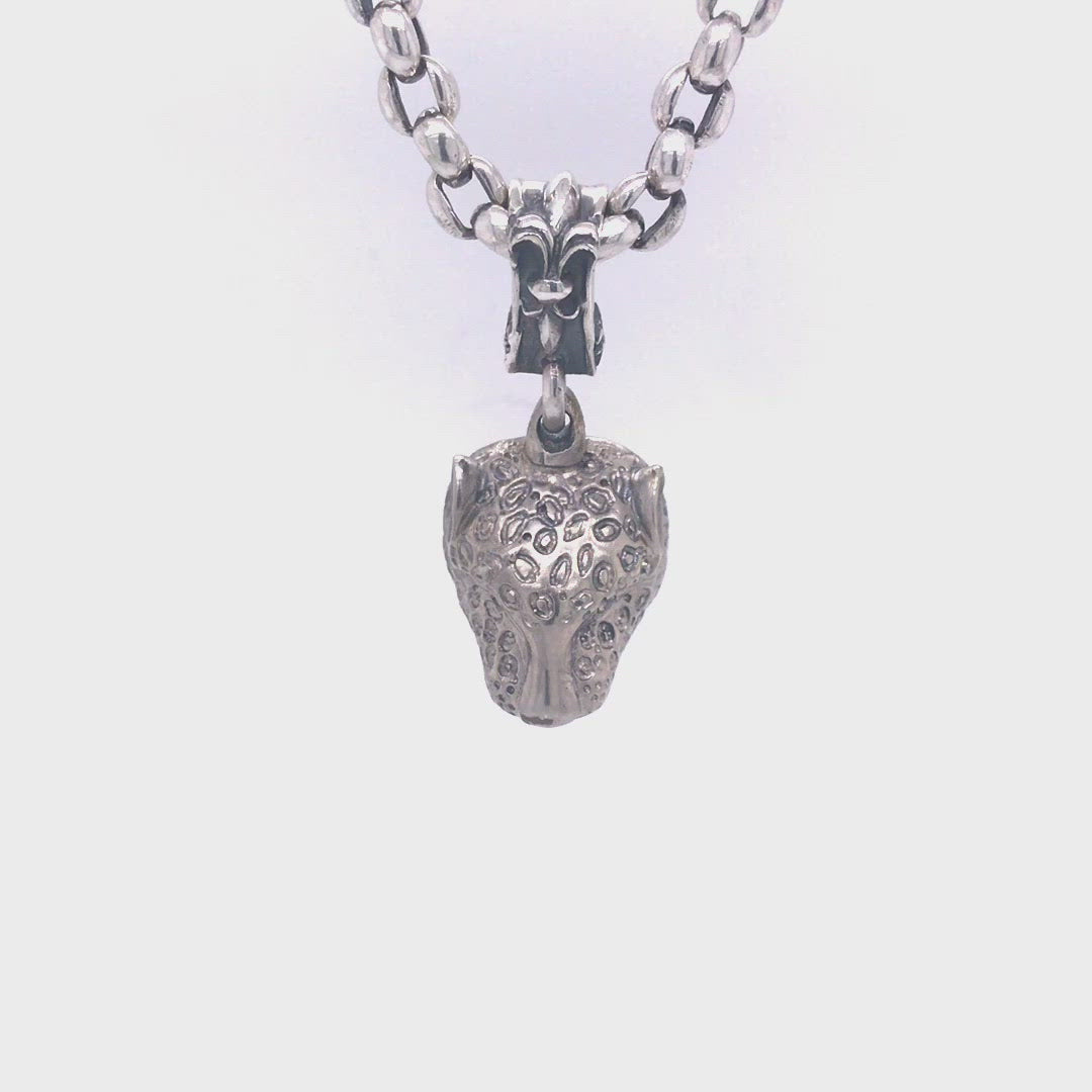 Silver Pendant LEOPARD HEAD M
