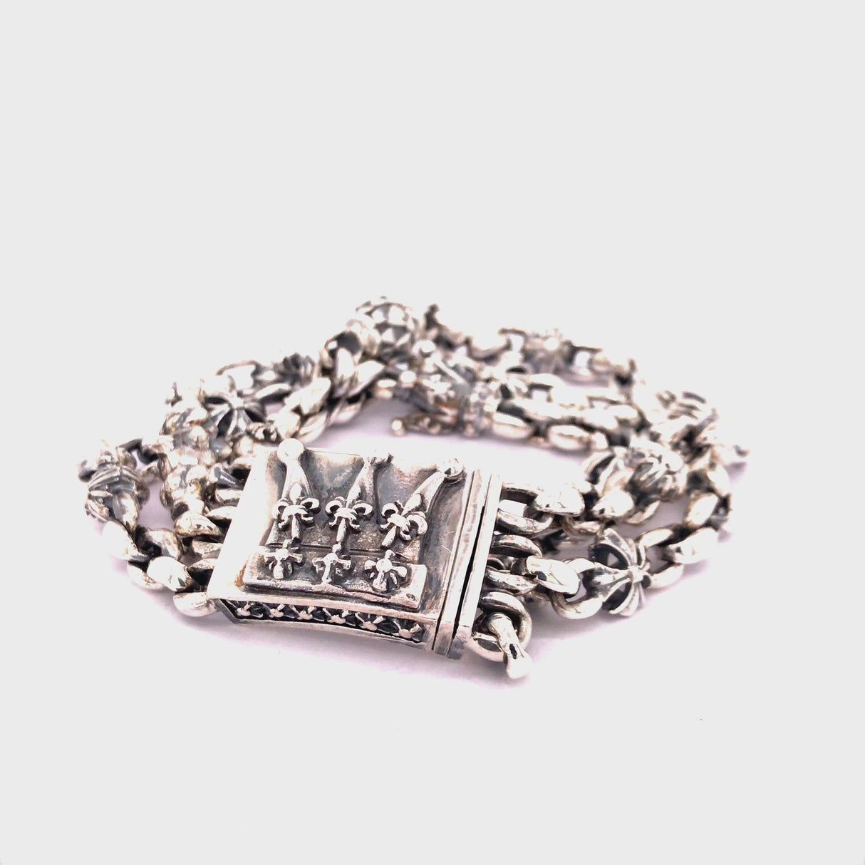 Silver Bracelet ErbsX Tripple FETISH and CROWN Lock