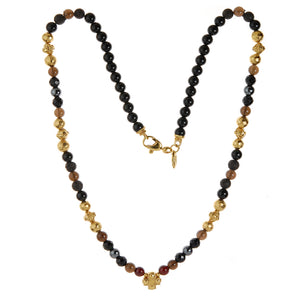 Neckchain BEADS and Facetted PLAIN CROSS Balls