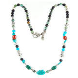 ROCKS and BEADS Necklace with Silver Tubes and Balls