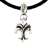 Silver Leather Neckband LILY with Guardian Face